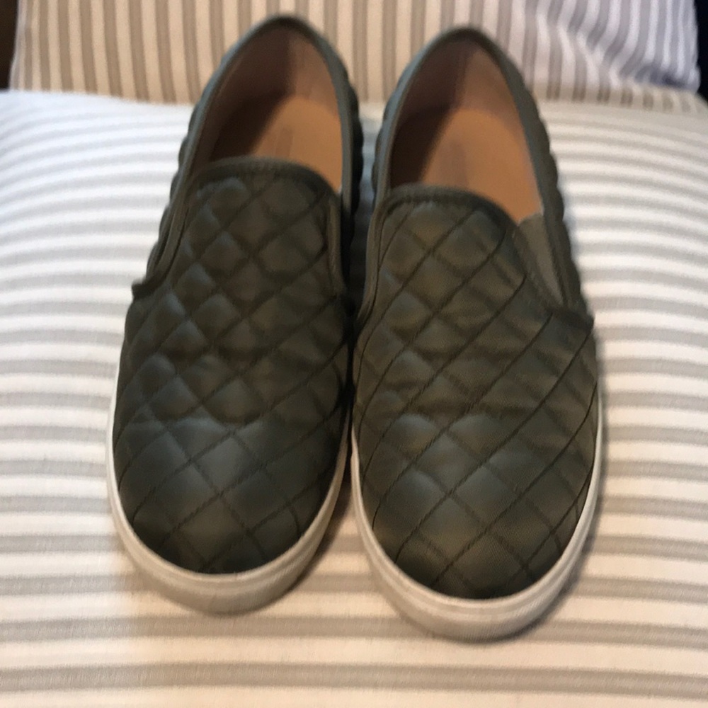 Olive green slip ons